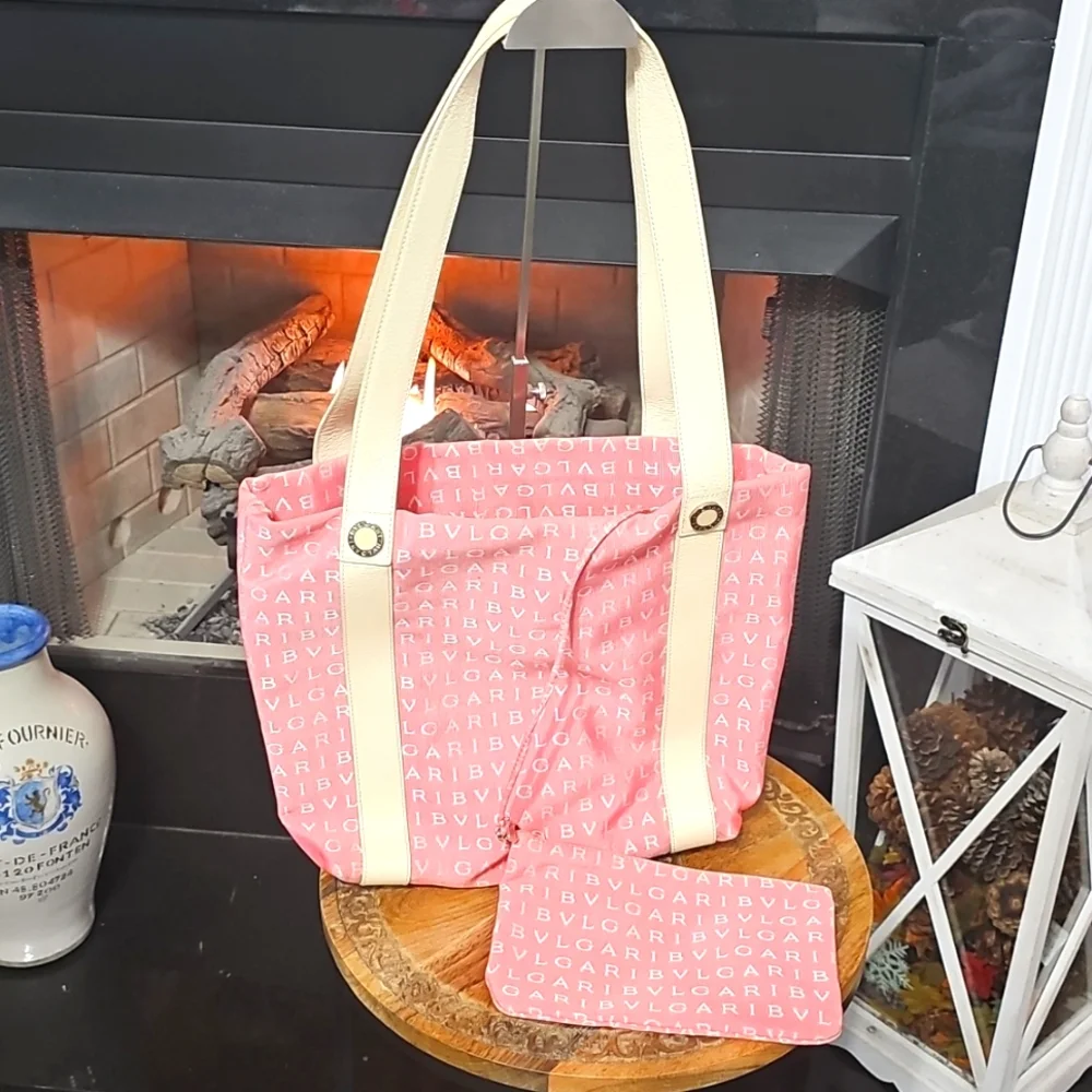 Bvlgari Tote bag Red Beige Woman Authentic Used